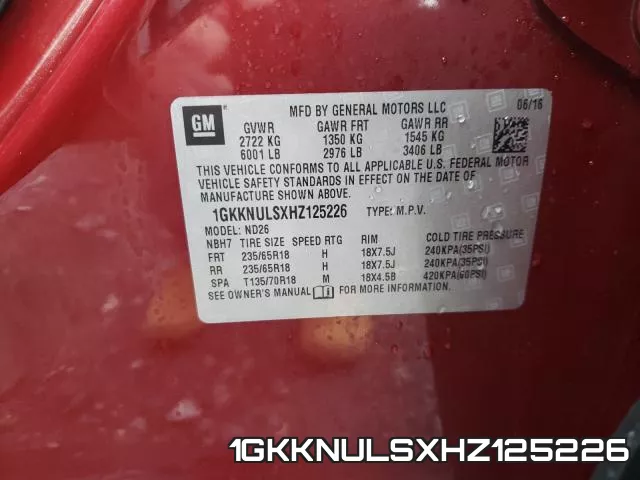 1GKKNULSXHZ125226 фото 2