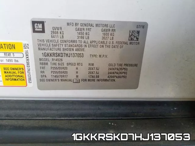 1GKKRSKD7HJ137053 фото 2