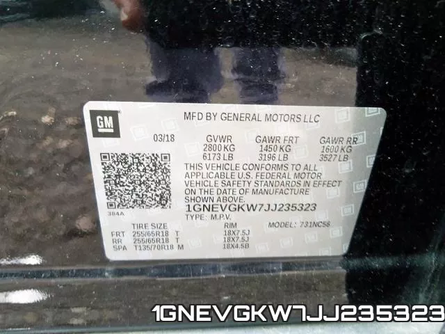 1GNEVGKW7JJ235323 фото 2