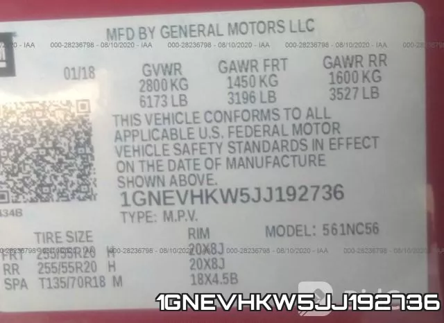 1GNEVHKW5JJ192736 фото 10