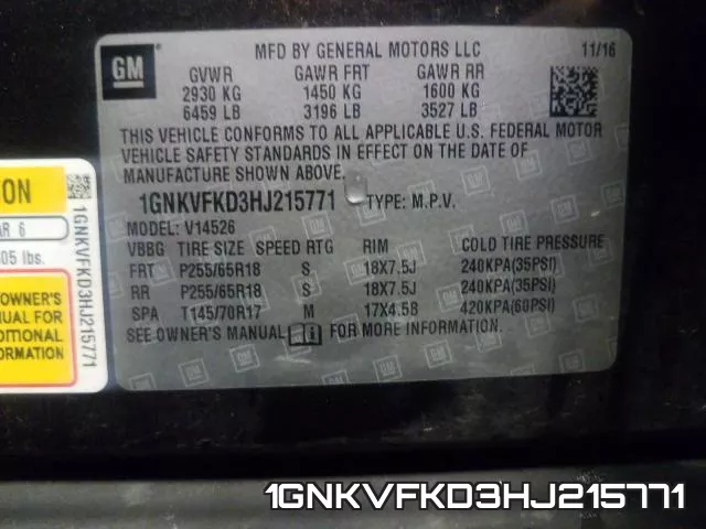 1GNKVFKD3HJ215771 фото 2
