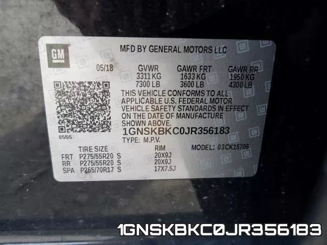 1GNSKBKC0JR356183 фото 2