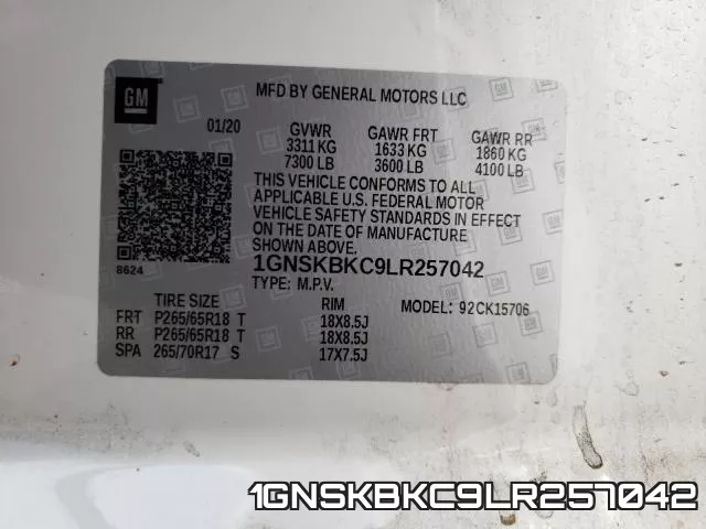 1GNSKBKC9LR257042 фото 2