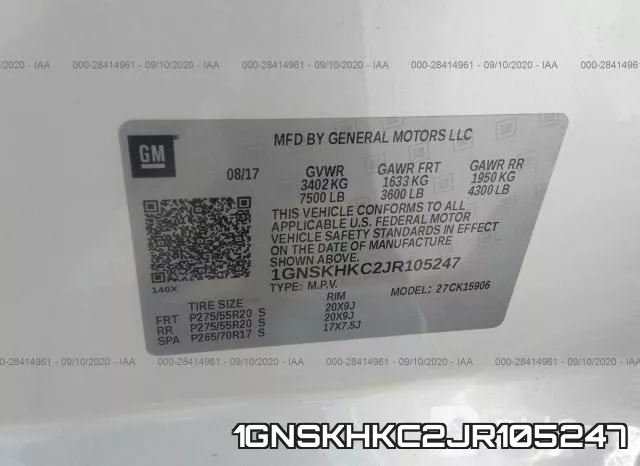 1GNSKHKC2JR105247 фото 10