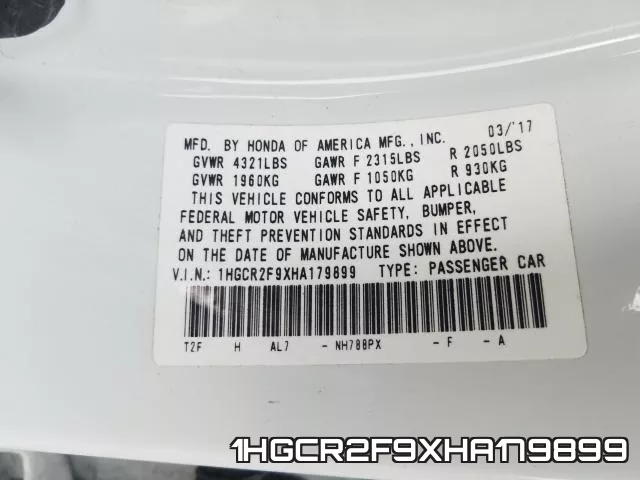 1HGCR2F9XHA179899 фото 2