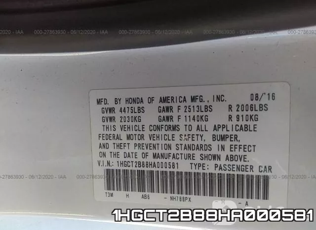 1HGCT2B88HA000581 фото 10