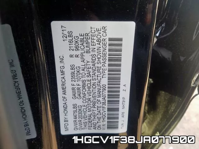 1HGCV1F38JA077900 фото 2