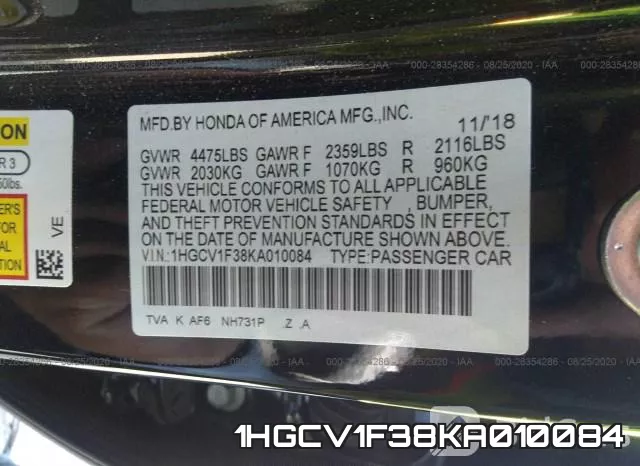 1HGCV1F38KA010084 фото 10
