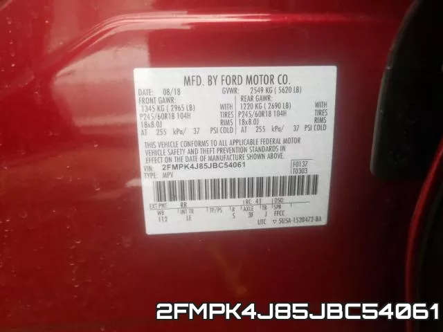 2FMPK4J85JBC54061 фото 2