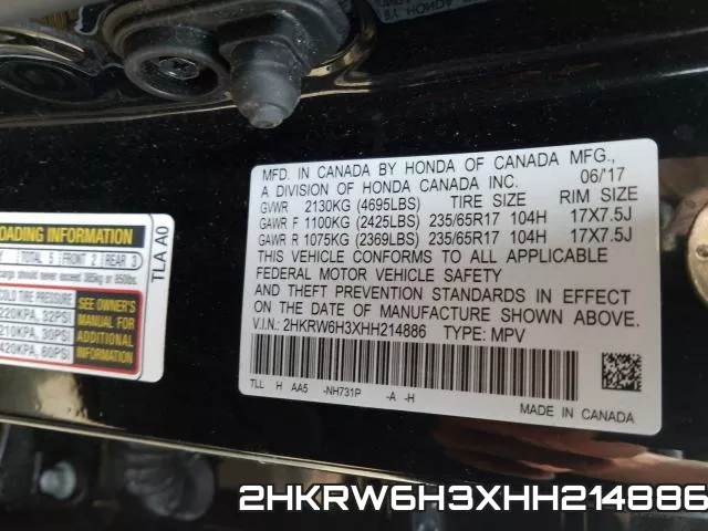 2HKRW6H3XHH214886 фото 2