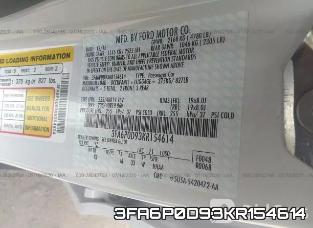 3FA6P0D93KR154614 фото 9