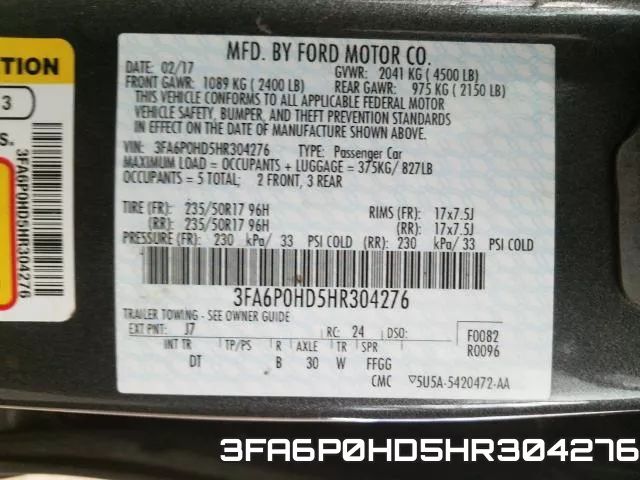 3FA6P0HD5HR304276 фото 2