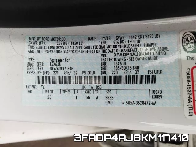 3FADP4AJ8KM117410 фото 2