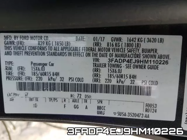 3FADP4EJ9HM110226 фото 2