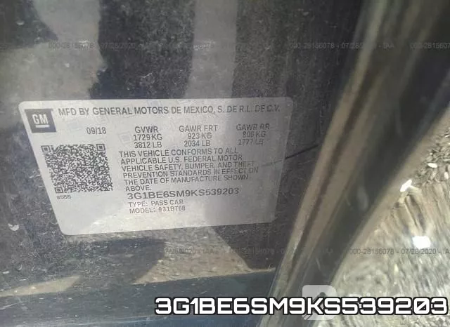3G1BE6SM9KS539203 фото 10