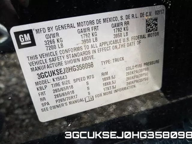3GCUKSEJ0HG358098 фото 2