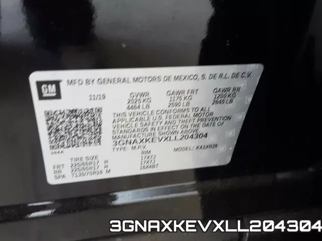 3GNAXKEVXLL204304 фото 2