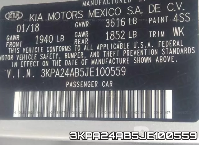 3KPA24AB5JE100559 фото 10