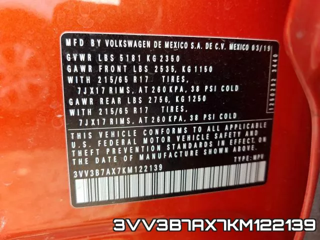 3VV3B7AX7KM122139 фото 2