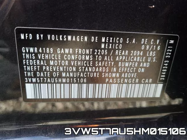 3VW5T7AU5HM015106 фото 2
