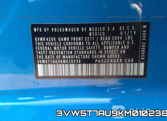 3VW5T7AU9KM010238 фото 10