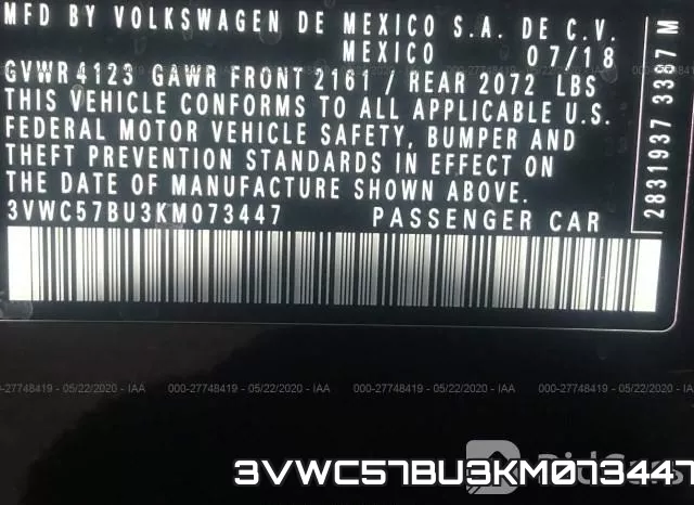 3VWC57BU3KM073447 фото 9