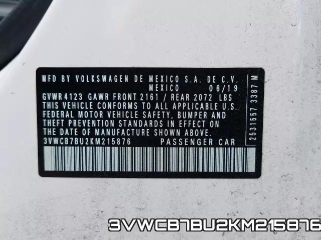 3VWCB7BU2KM215876 фото 2