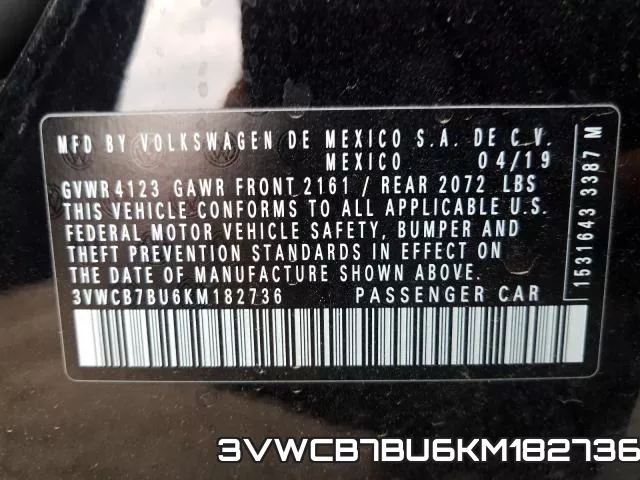 3VWCB7BU6KM182736 фото 2