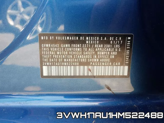 3VWH17AU1HM522488 фото 2
