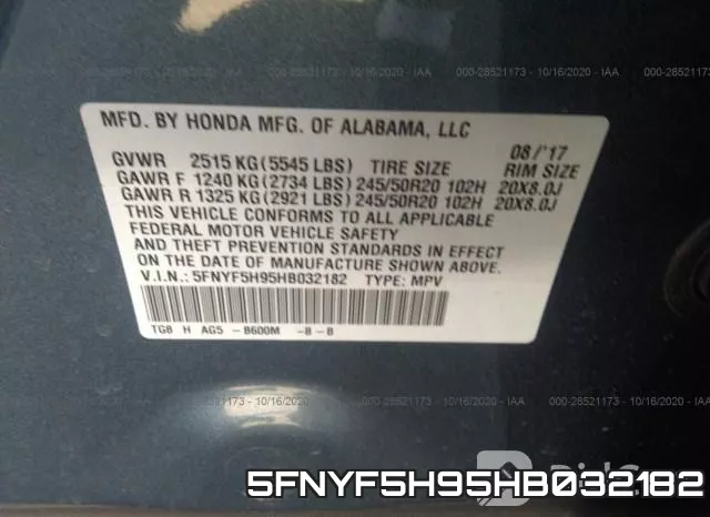 5FNYF5H95HB032182 фото 10