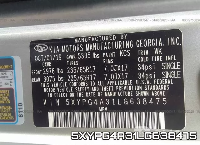 5XYPG4A31LG638475 фото 10