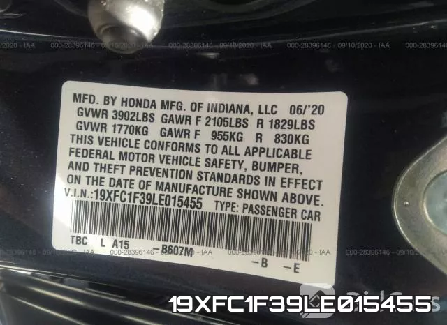 19XFC1F39LE015455 фото 10