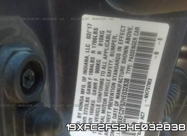 19XFC2F52HE032838 фото 9