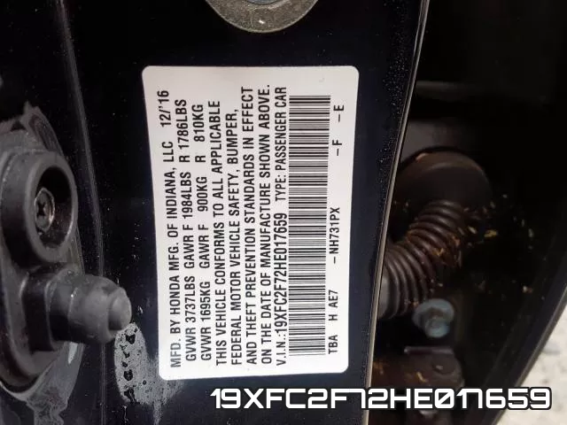 19XFC2F72HE017659 фото 2