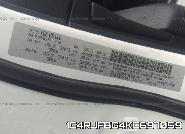 1C4RJFBG4KC697059 фото 9
