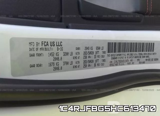 1C4RJFBG5HC613470 фото 10
