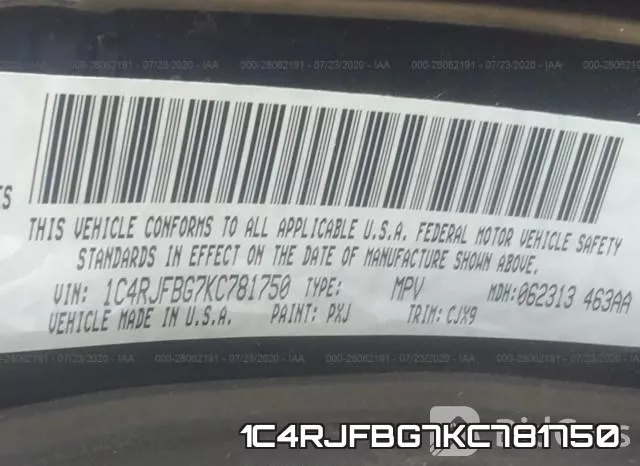 1C4RJFBG7KC781750 фото 10