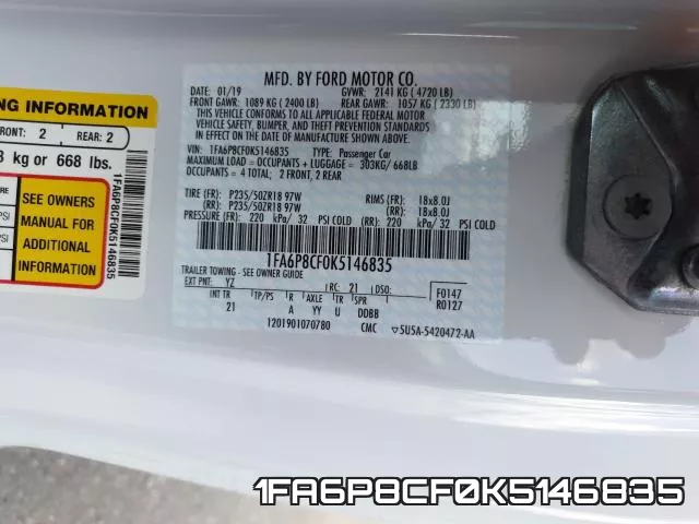 1FA6P8CF0K5146835 фото 2