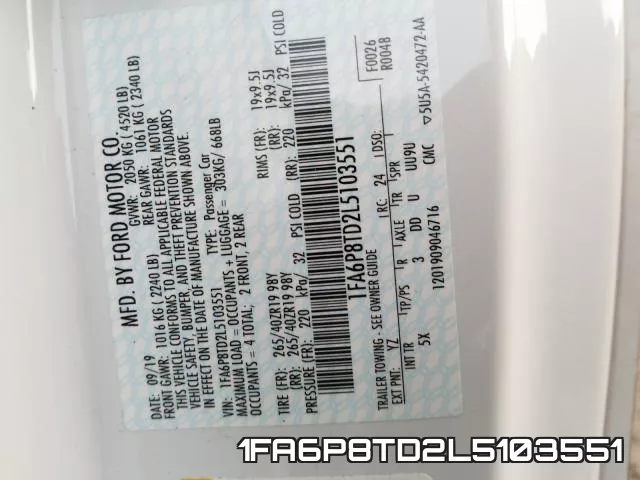 1FA6P8TD2L5103551 фото 2