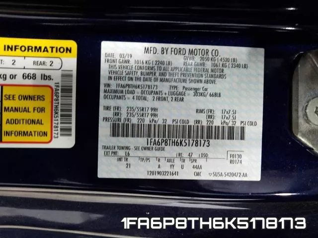 1FA6P8TH6K5178173 фото 2
