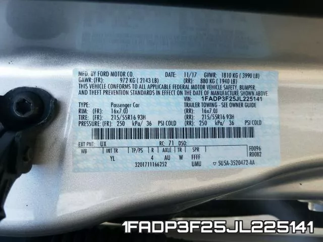 1FADP3F25JL225141 фото 2