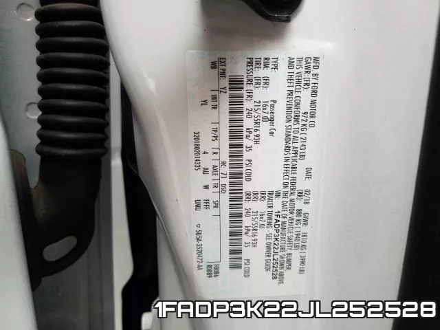 1FADP3K22JL252528 фото 2