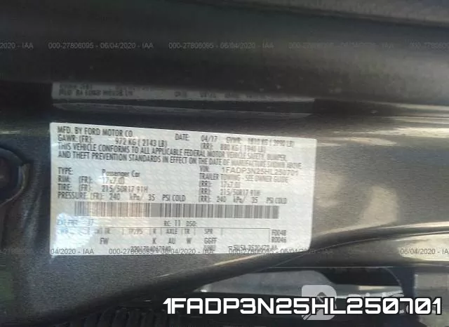 1FADP3N25HL250701 фото 10