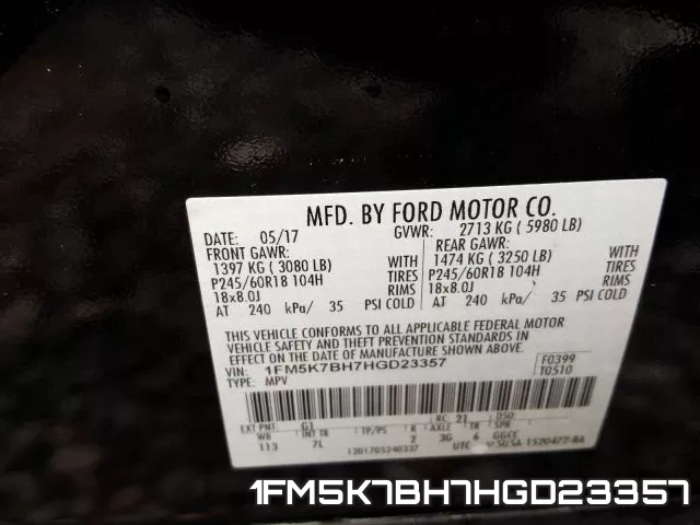 1FM5K7BH7HGD23357 фото 2
