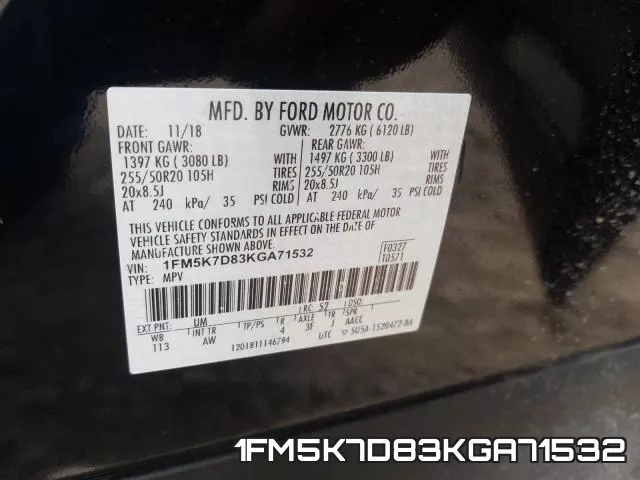 1FM5K7D83KGA71532 фото 2