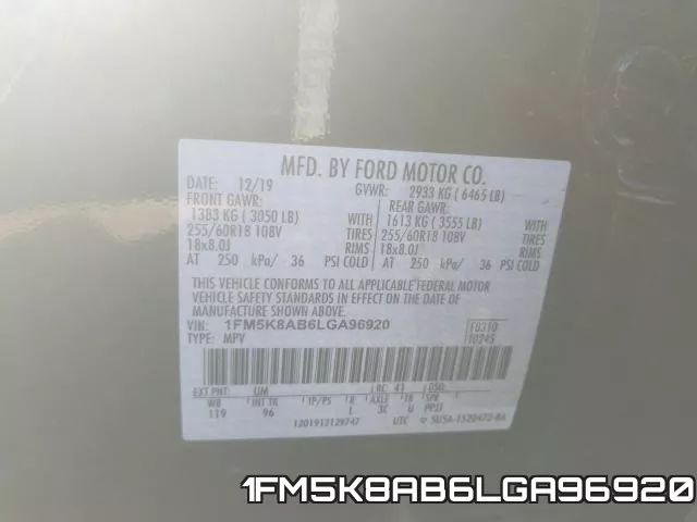 1FM5K8AB6LGA96920 фото 2