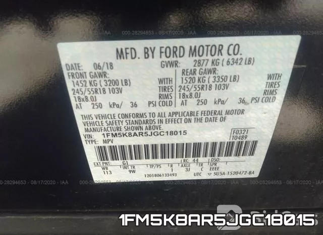 1FM5K8AR5JGC18015 фото 10