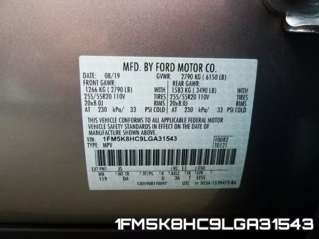 1FM5K8HC9LGA31543 фото 2