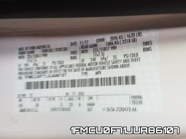 1FMCU0F71JUA86107 фото 2