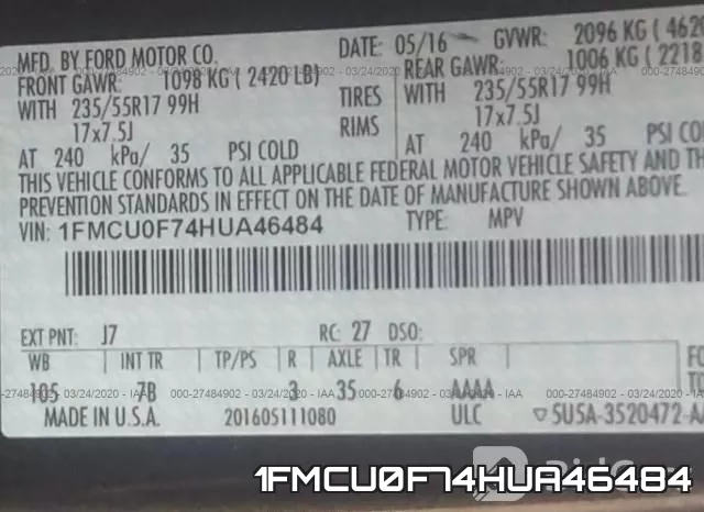 1FMCU0F74HUA46484 фото 10